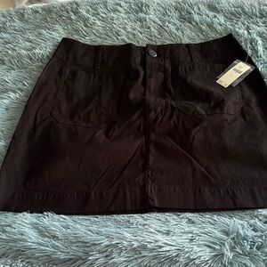 Black Cotton Mini Skirt.